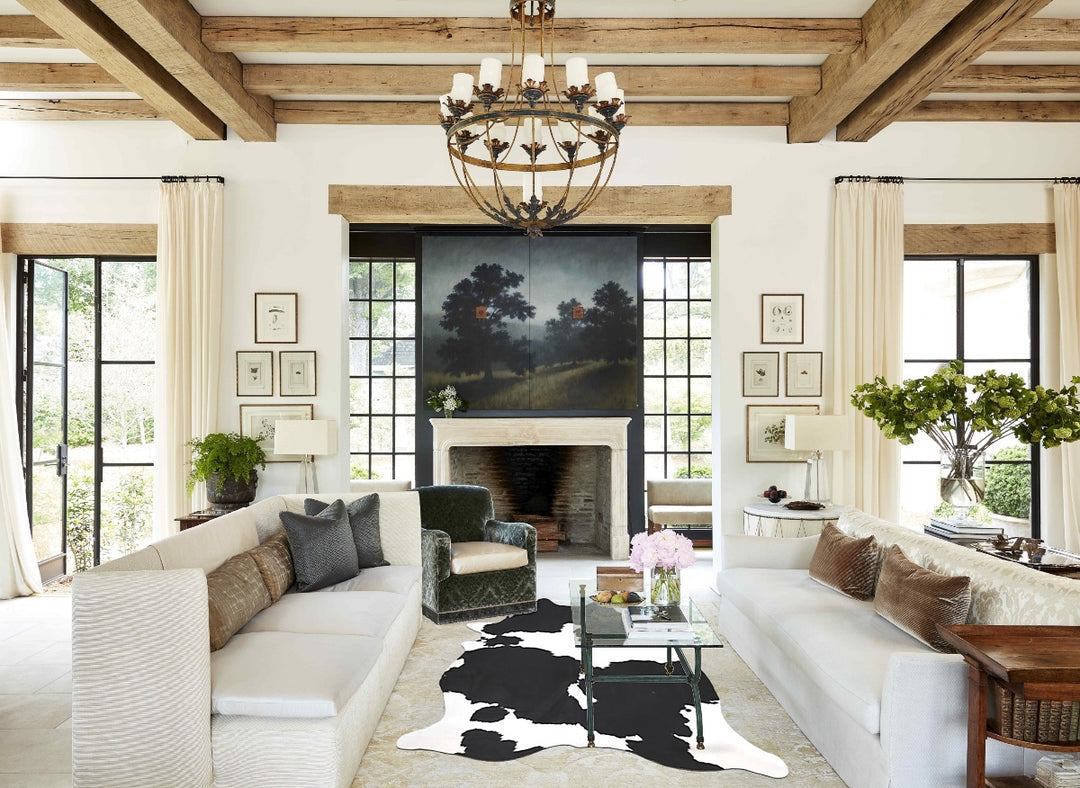 Black and White XX-Large Brazilian Cowhide Rug 8'7"H x 6'7"W #B13628 b