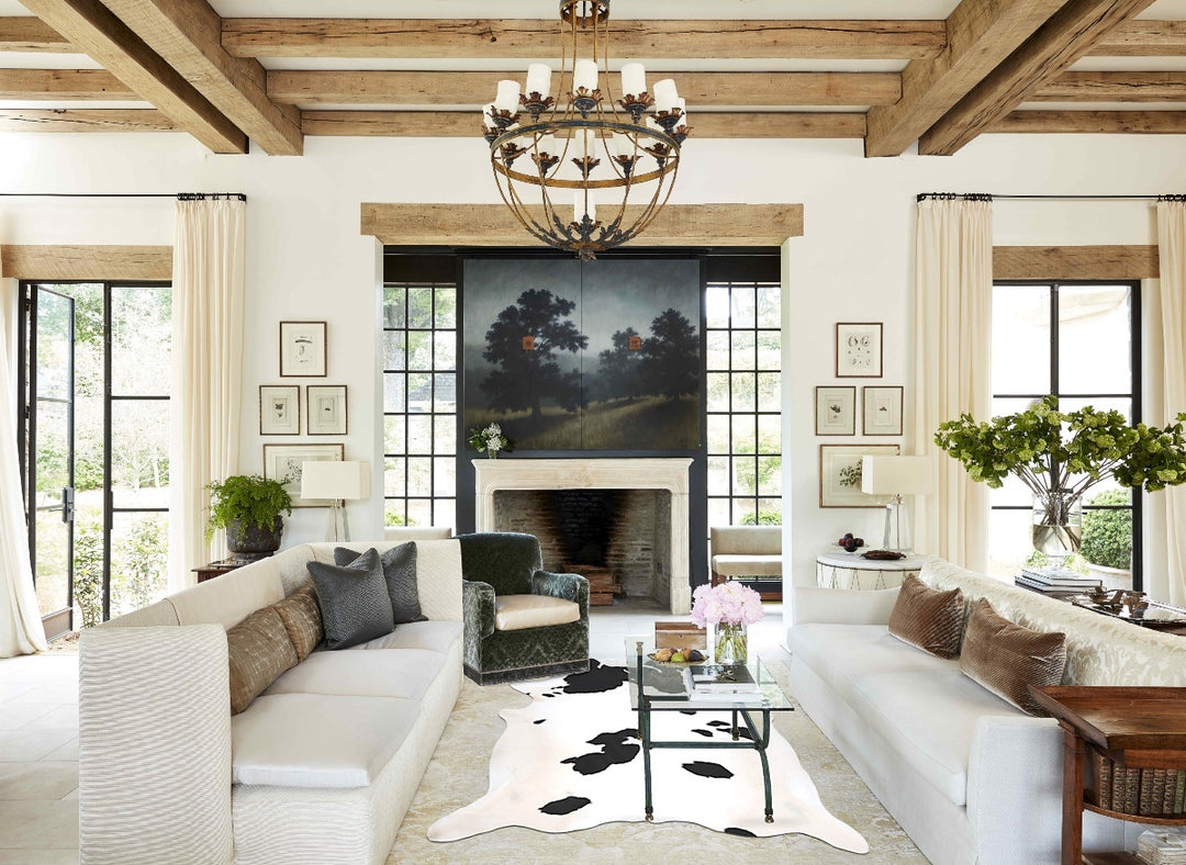 Black and White XX-Large Brazilian Cowhide Rug 8'7"H x 7'2"W #B13629 b