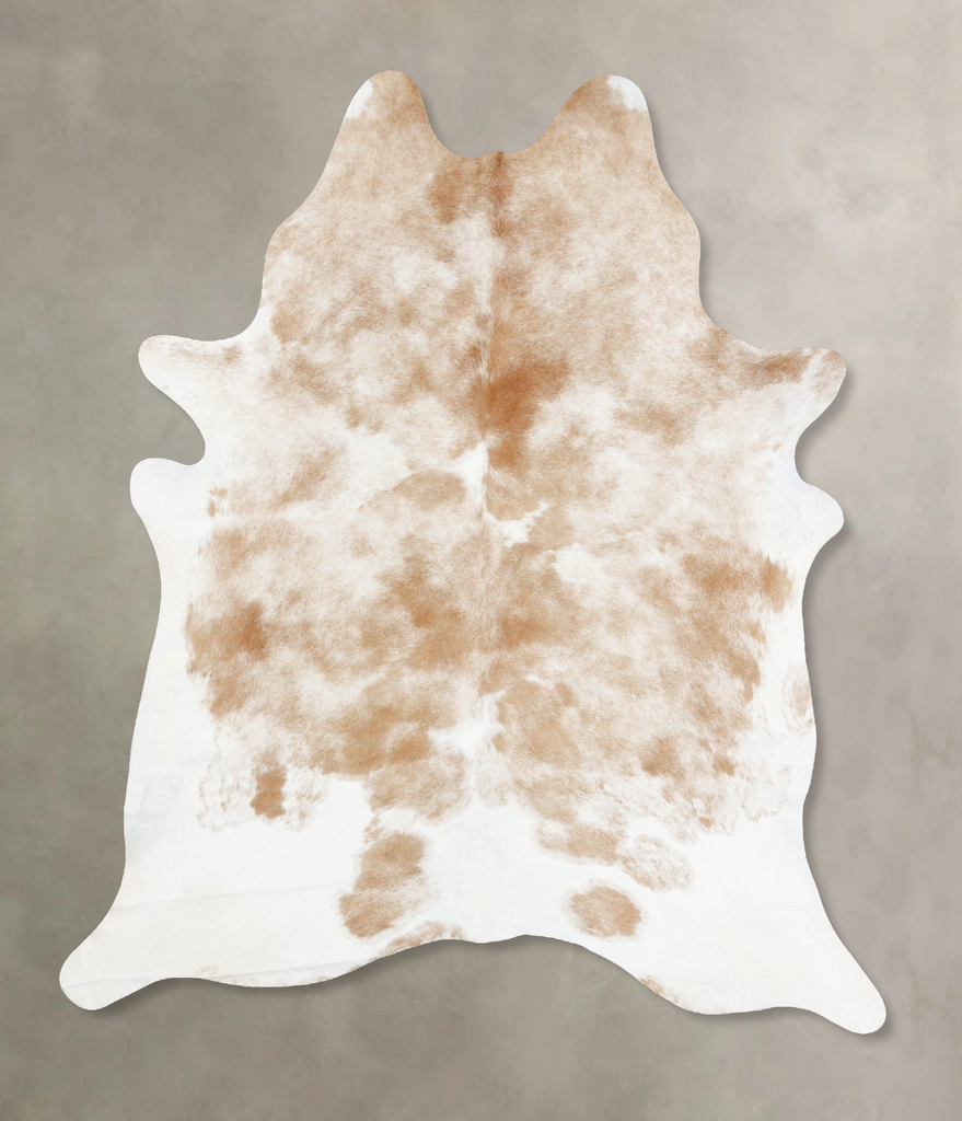 Beige and White XX-Large Brazilian Cowhide Rug 8'2"H x 6'4"W #B13674 by Hudson Hides