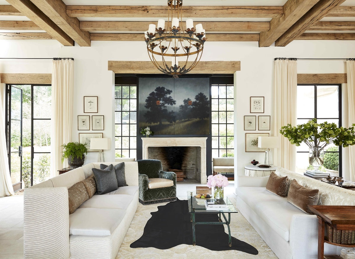 Solid Black Cowhide Rug #B13700