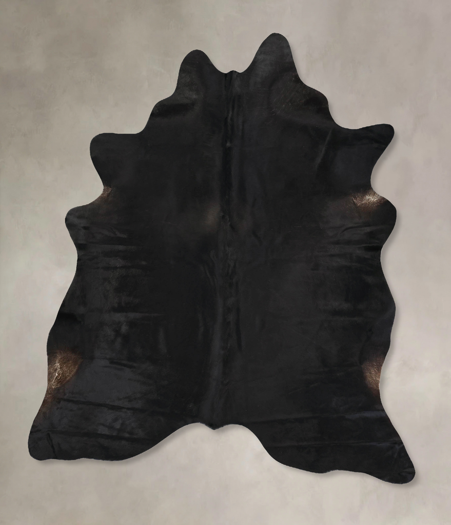 Solid Black X-Large Brazilian Cowhide Rug 7'5"H x 6'1"W #B13702 by Hudson Hides