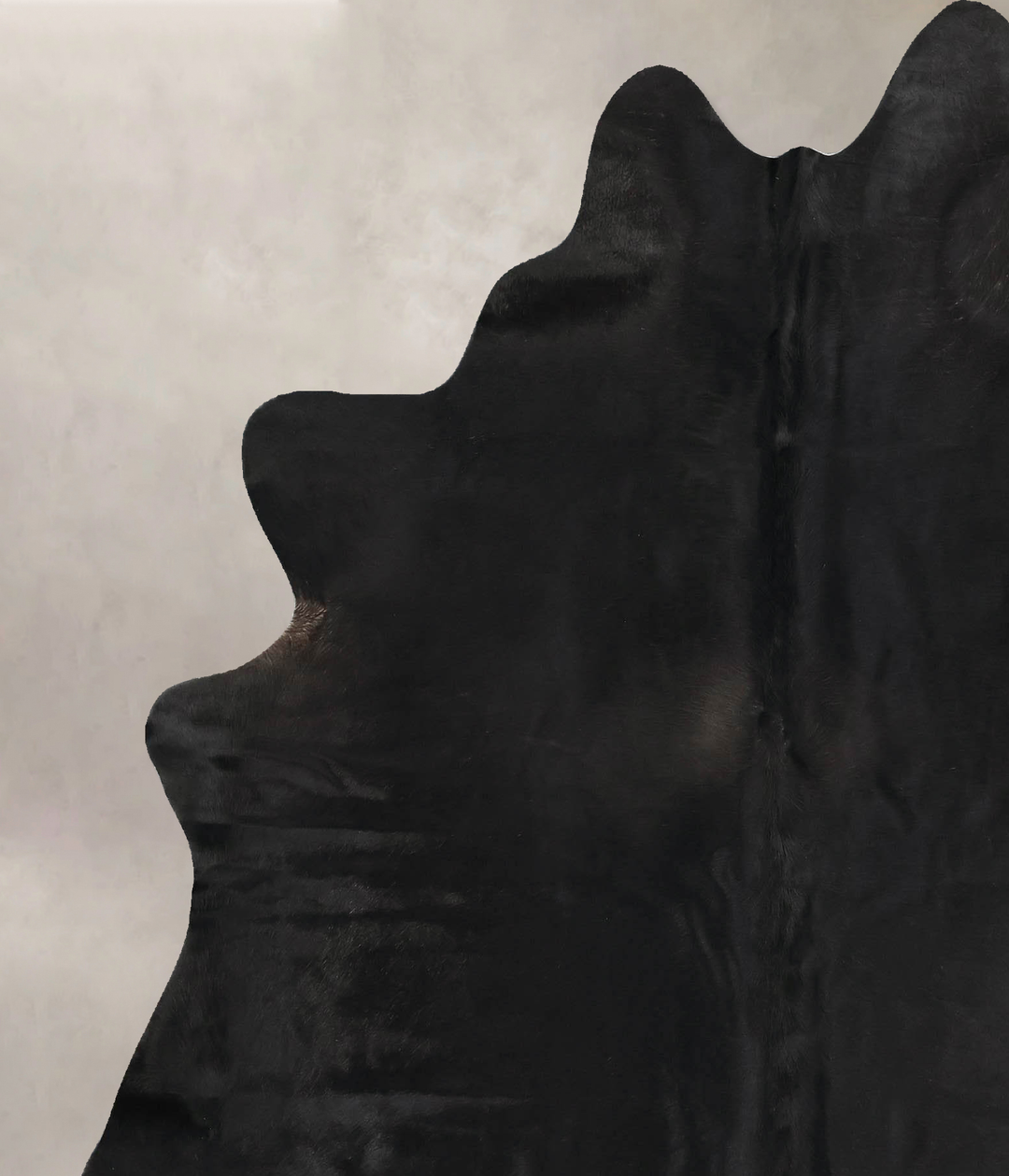 Solid Black X-Large Brazilian Cowhide Rug 7'5"H x 6'1"W #B13702 by Hud