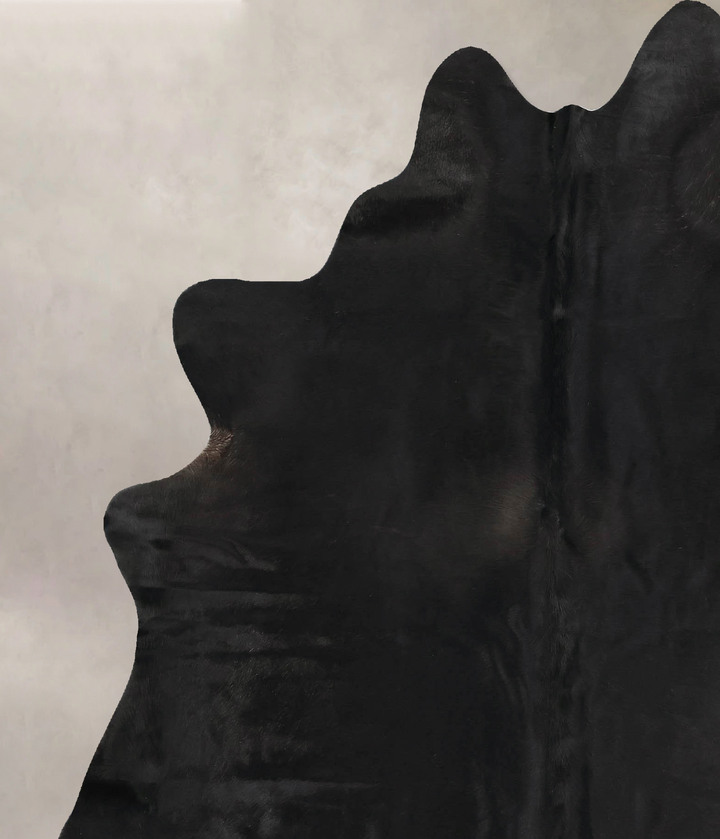 Solid Black X-Large Brazilian Cowhide Rug 7'5"H x 6'1"W #B13702 by Hudson Hides