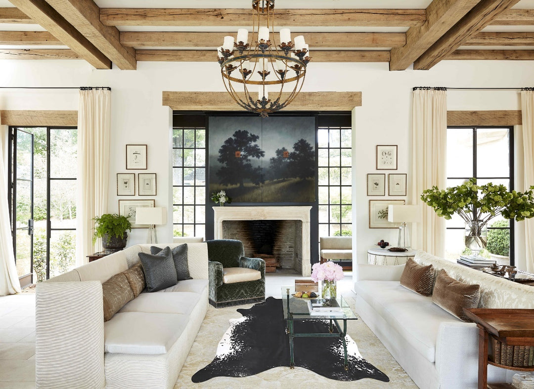 Black and White XX-Large Brazilian Cowhide Rug 7'7"H x 6'8"W #B13725 b