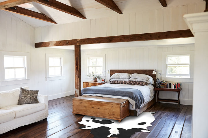Black and White XX-Large Brazilian Cowhide Rug 7'8"H x 6'9"W #B13746 by Hudson Hides