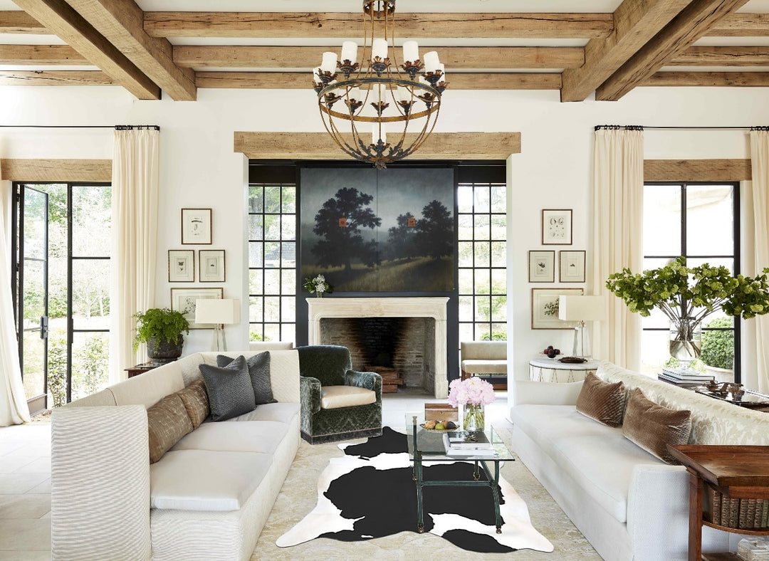 Black and White XX-Large Brazilian Cowhide Rug 8'1"H x 7'2"W #B13755 b