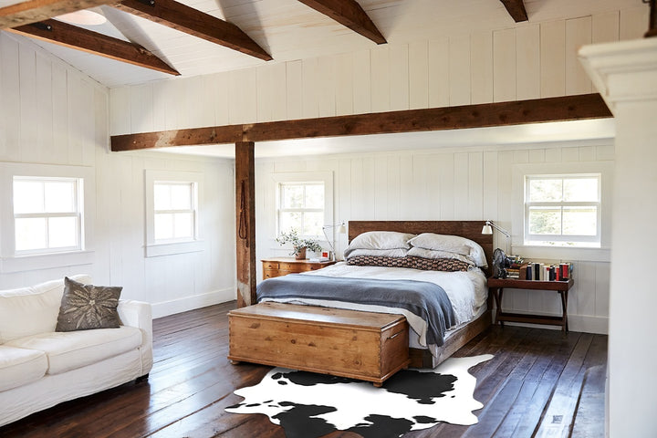 Black and White XX-Large Brazilian Cowhide Rug 7'4"H x 6'10"W #B13796 by Hudson Hides