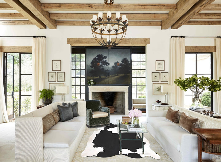 Black and White X-Large Brazilian Cowhide Rug 7'3"H x 6'1"W #B13805 by Hudson Hides