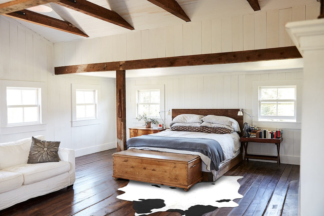 Black and White X-Large Brazilian Cowhide Rug 7'10"H x 6'4"W #B13809 b