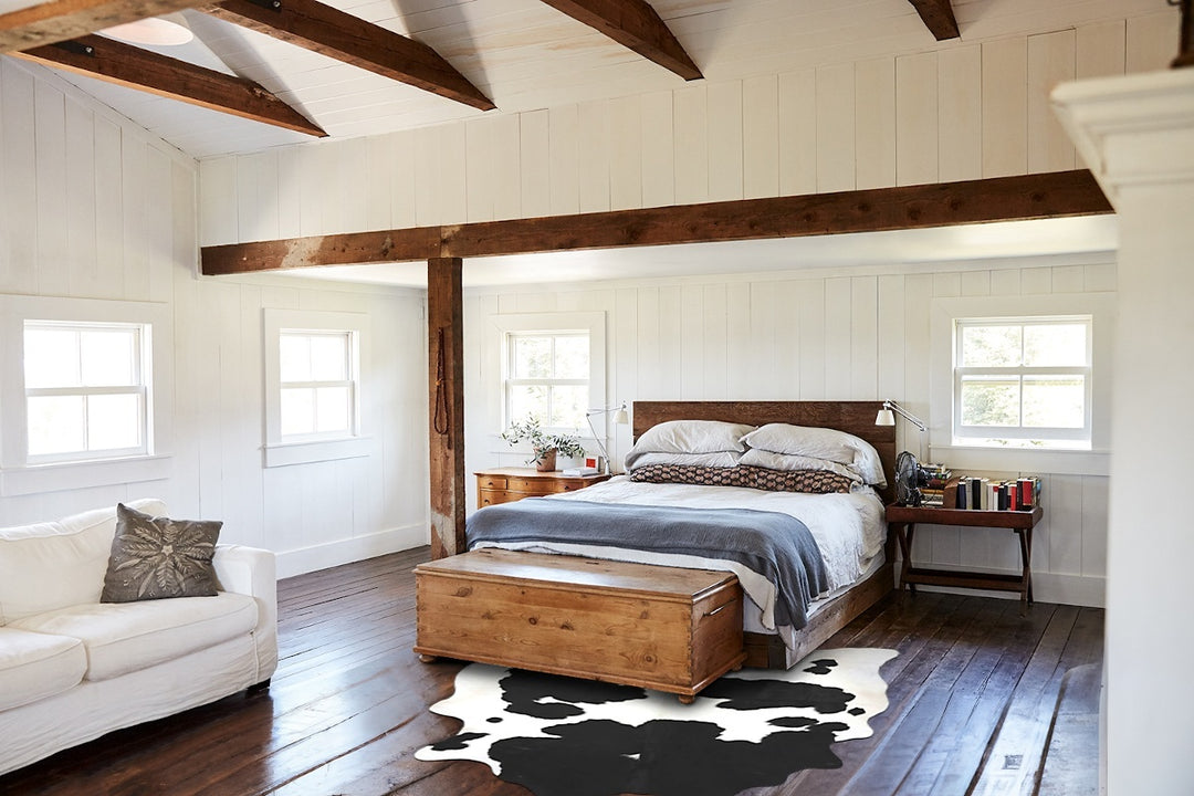 Black and White X-Large Brazilian Cowhide Rug 7'4"H x 6'7"W #B13841 by