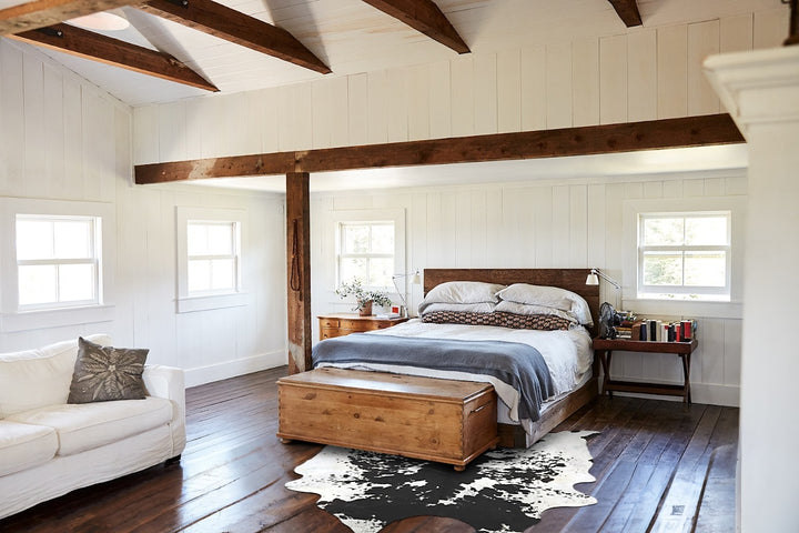 Black and White XX-Large Brazilian Cowhide Rug 8'10"H x 7'6"W #B13842 by Hudson Hides