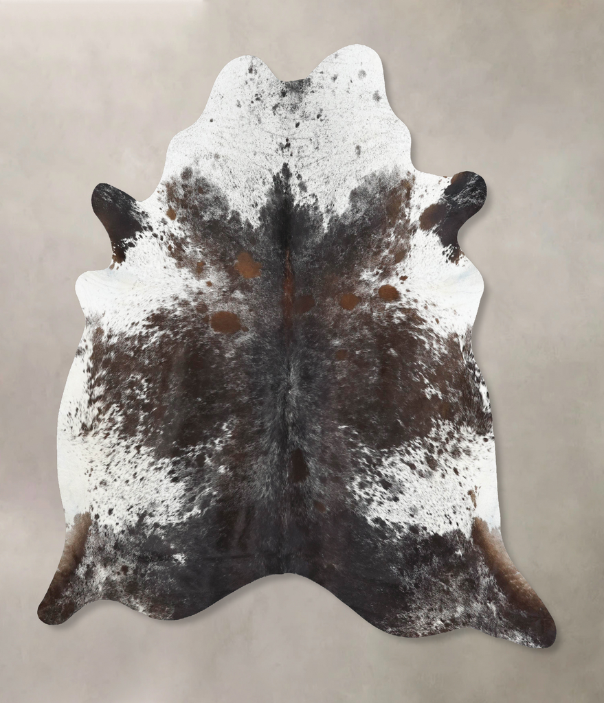 Salt and Pepper Brown X-Large Brazilian Cowhide Rug 7'4"H x 6'9"W #B13875 by Hudson Hides