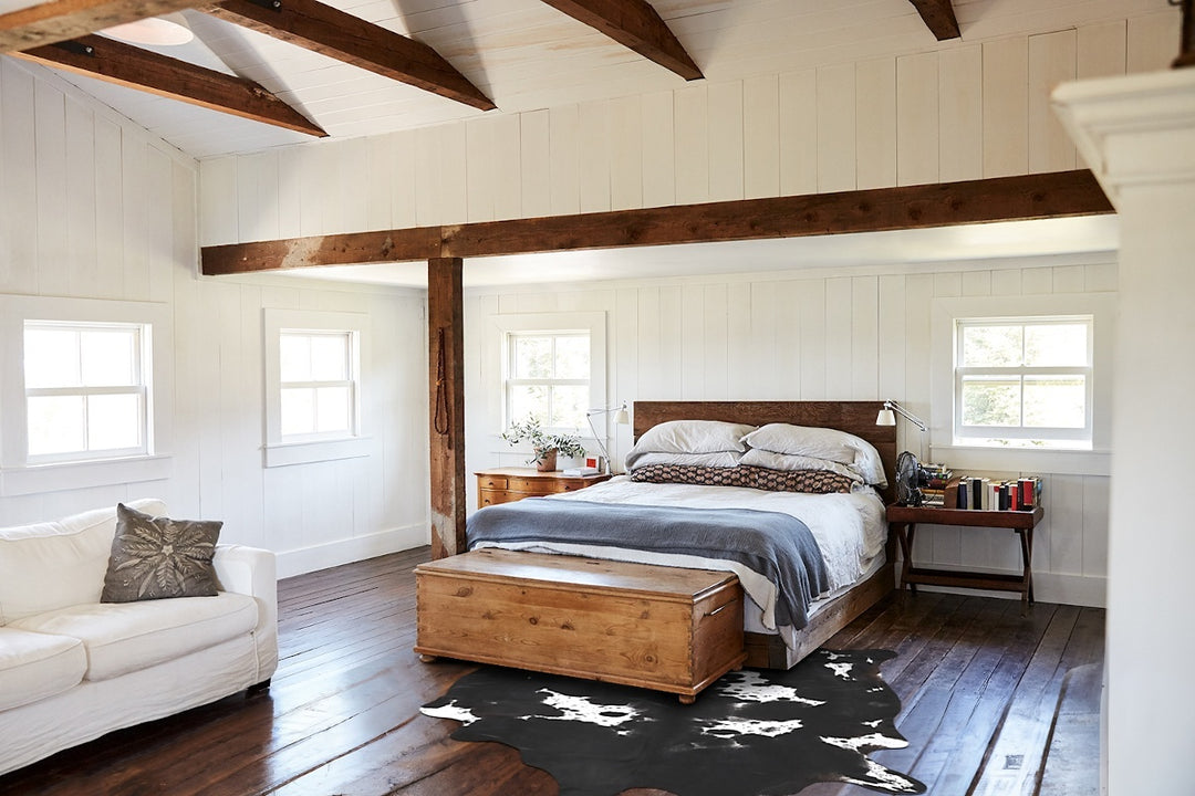Black and White X-Large Brazilian Cowhide Rug 7'5"H x 6'4"W #B13891 by