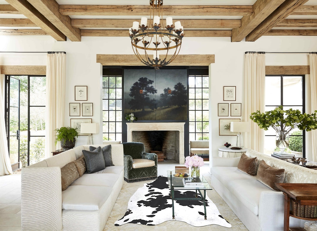 Black and White XX-Large Brazilian Cowhide Rug 7'11"H x 6'6"W #B13893 