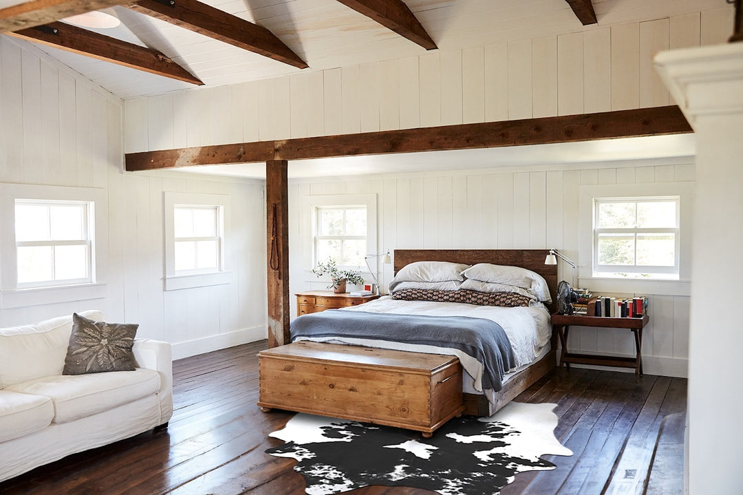 Black and White X-Large Brazilian Cowhide Rug 7'7"H x 6'3"W #B13914 by