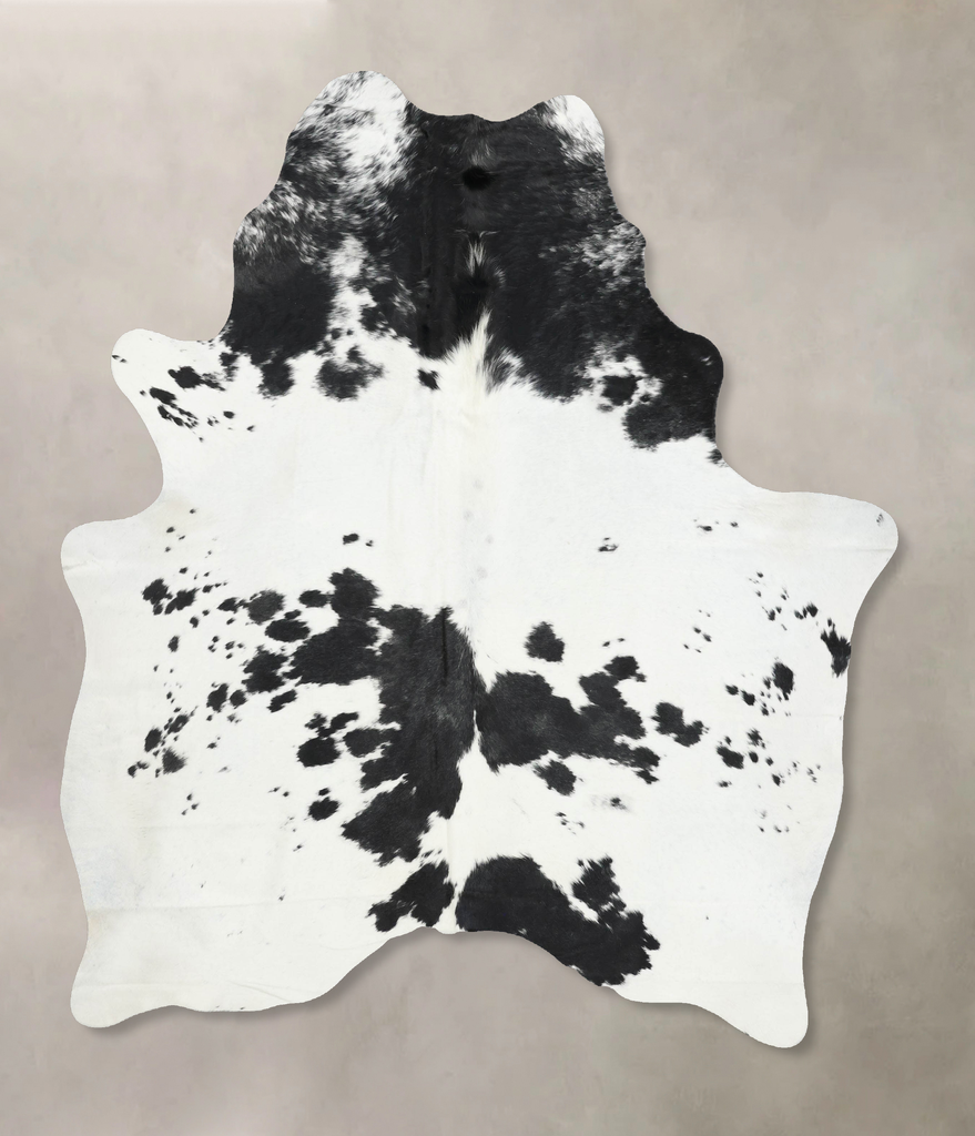 Black and White X-Large Brazilian Cowhide Rug 7'5"H x 6'1"W #B13916 by Hudson Hides