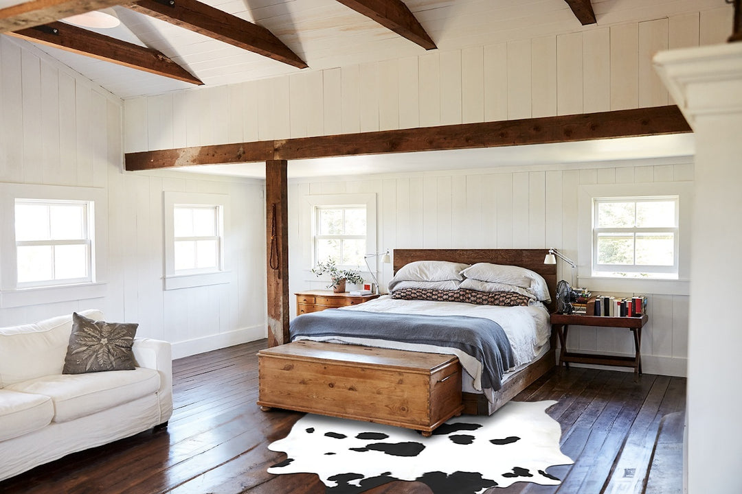 Black and White XX-Large Brazilian Cowhide Rug 7'8"H x 6'10"W #B13923 