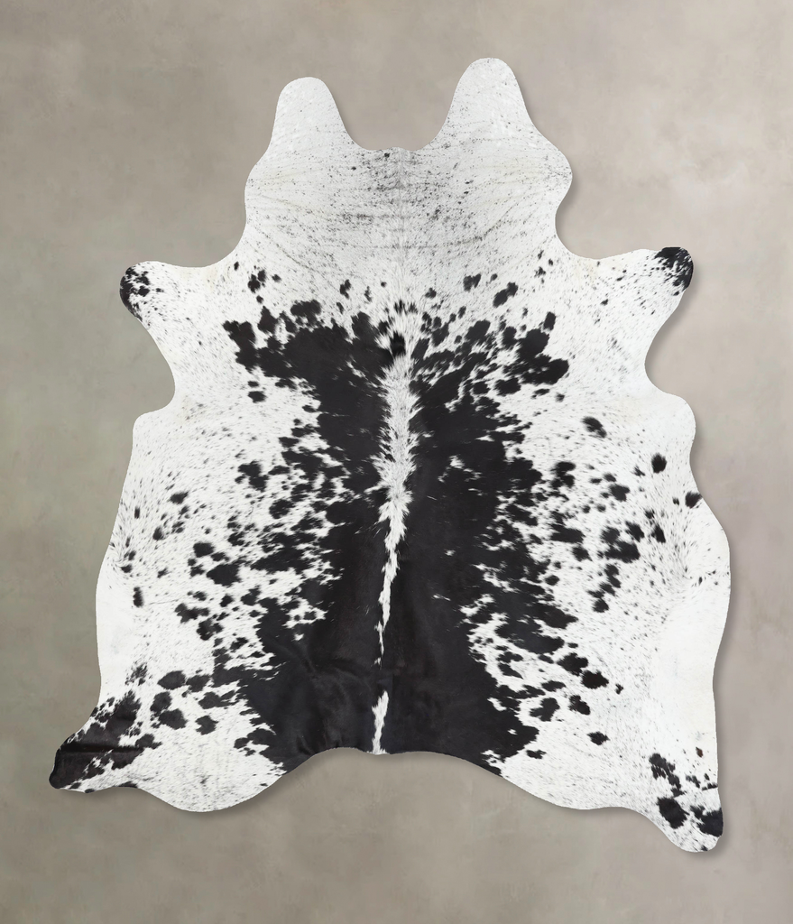 Salt and Pepper Black X-Large Brazilian Cowhide Rug 8'1"H x 5'11"W #B13927 by Hudson Hides