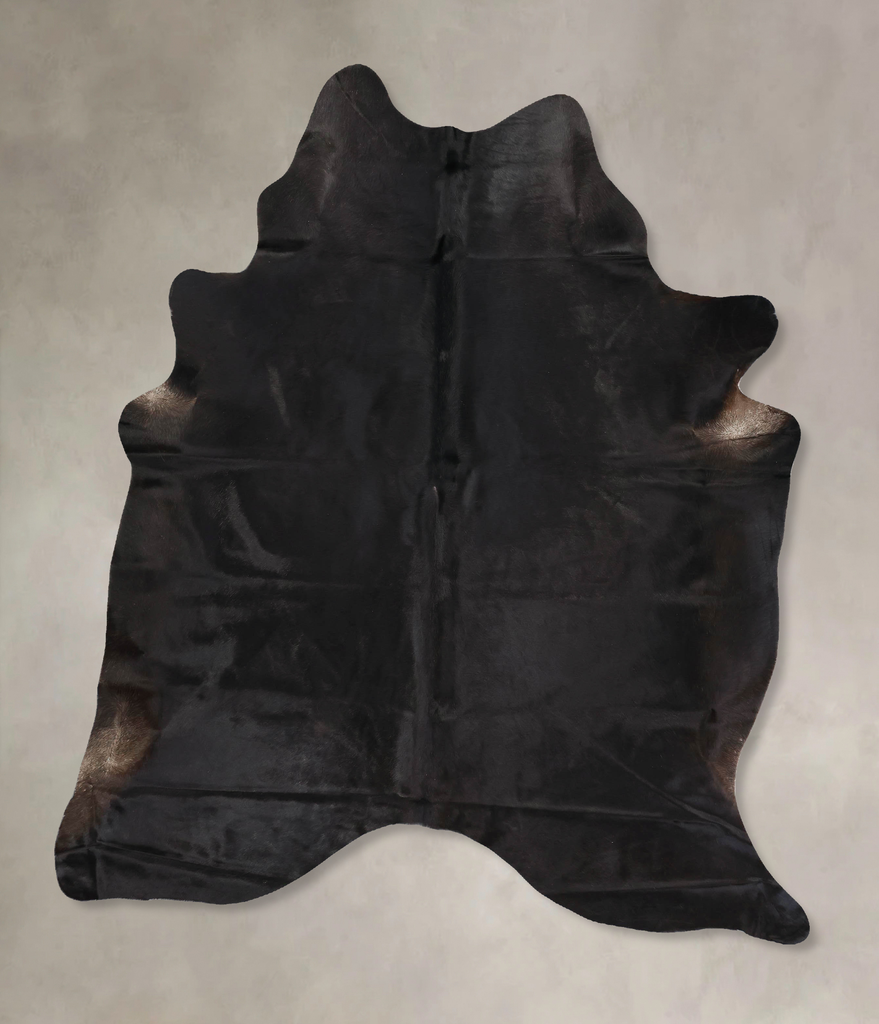 Solid Black X-Large Brazilian Cowhide Rug 7'8"H x 6'1"W #B13964 by Hudson Hides