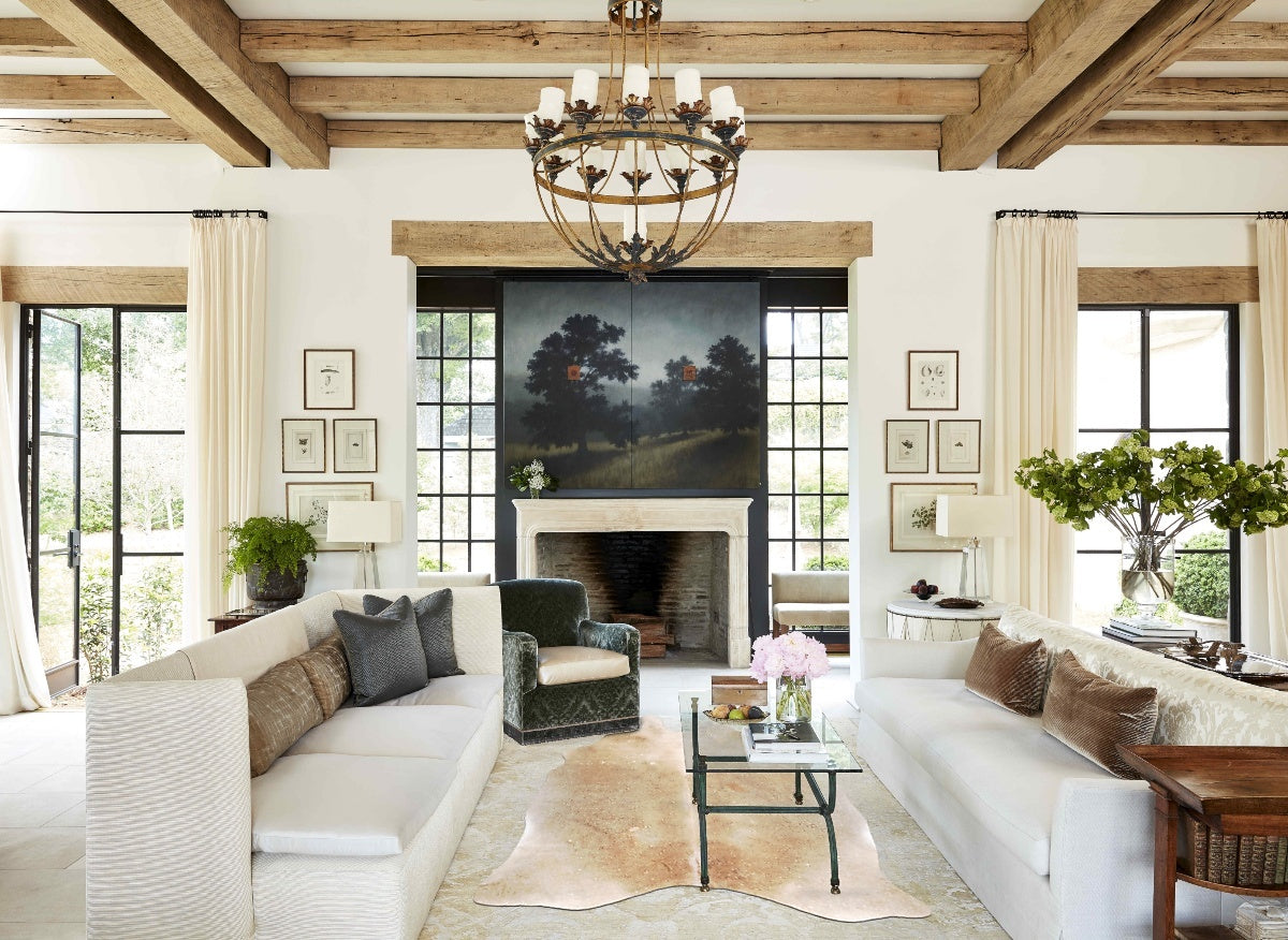 Grey with Beige Cowhide Rug #B13975