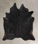Solid Black X-Large Brazilian Cowhide Rug 7'7"H x 6'6"W #B13994 by Hudson Hides