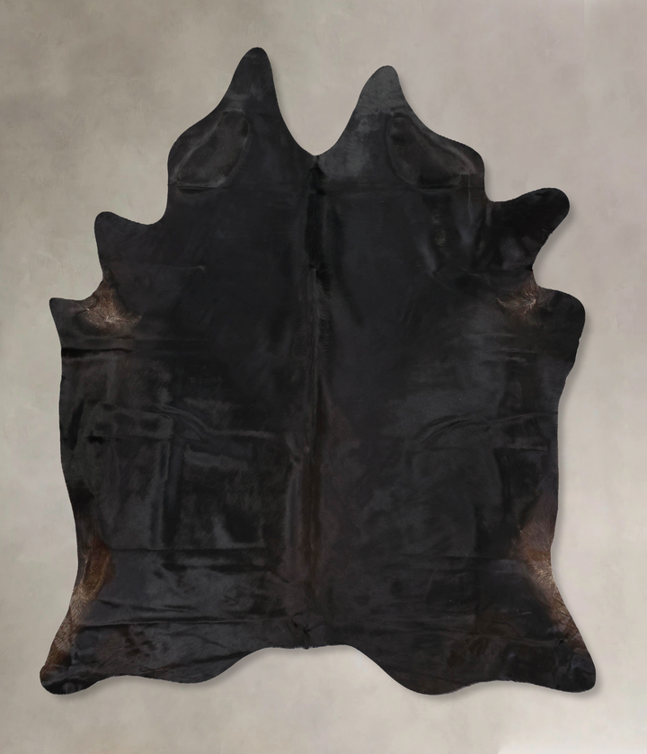 Solid Black X-Large Brazilian Cowhide Rug 7'7"H x 6'6"W #B13994 by Hudson Hides