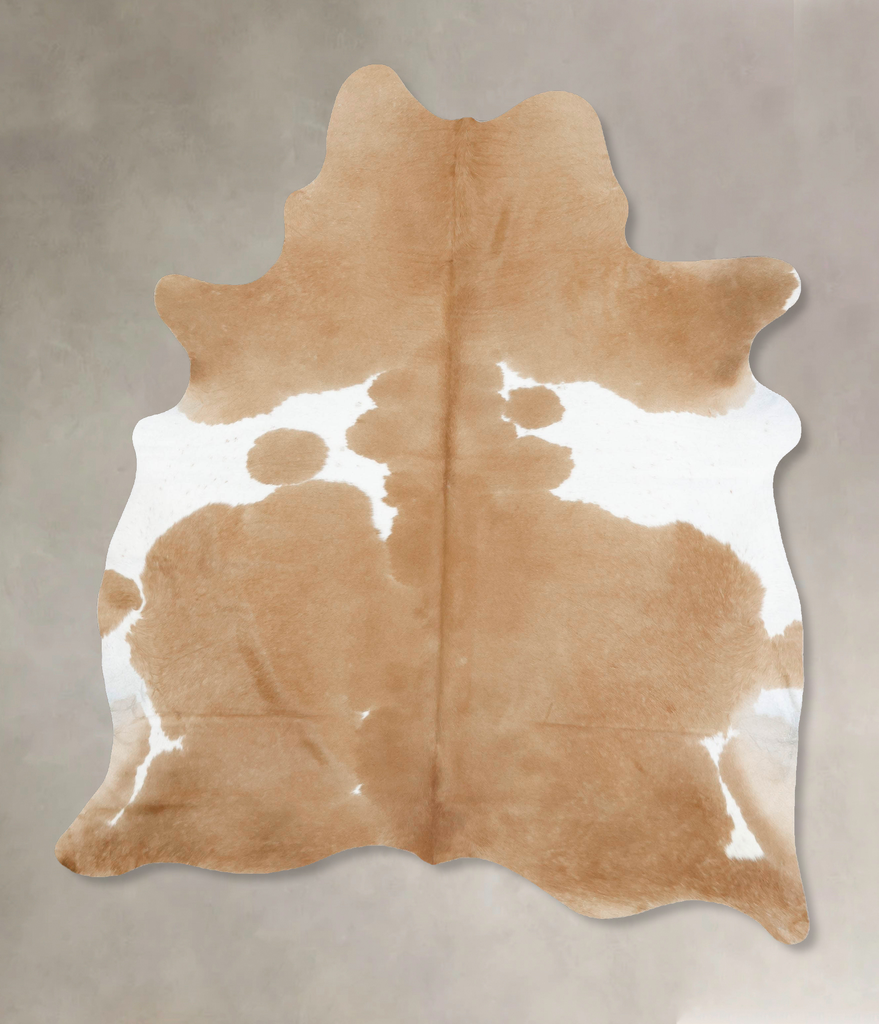 Beige and White X-Large Brazilian Cowhide Rug 7'9"H x 5'11"W #B14012 by Hudson Hides