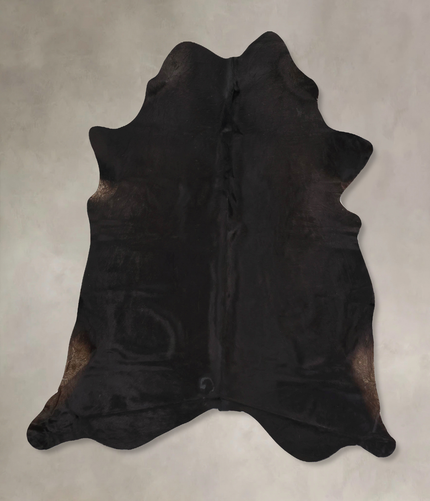 Solid Black X-Large Brazilian Cowhide Rug 7'2"H x 6'4"W #B14041 by Hudson Hides