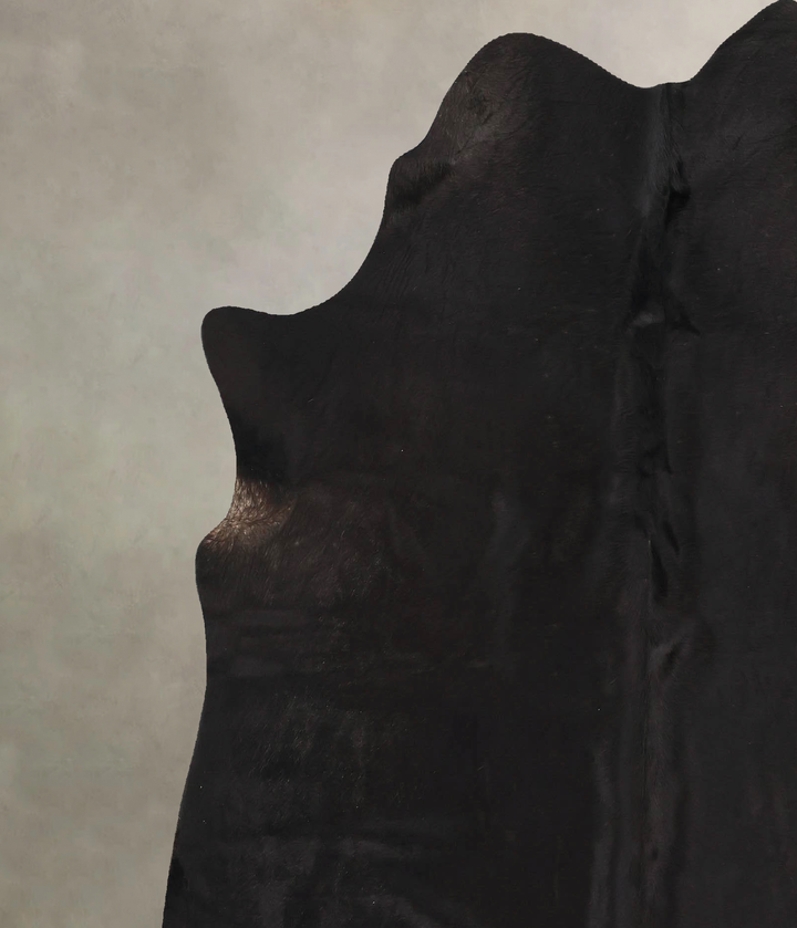 Solid Black X-Large Brazilian Cowhide Rug 7'2"H x 6'4"W #B14041 by Hudson Hides