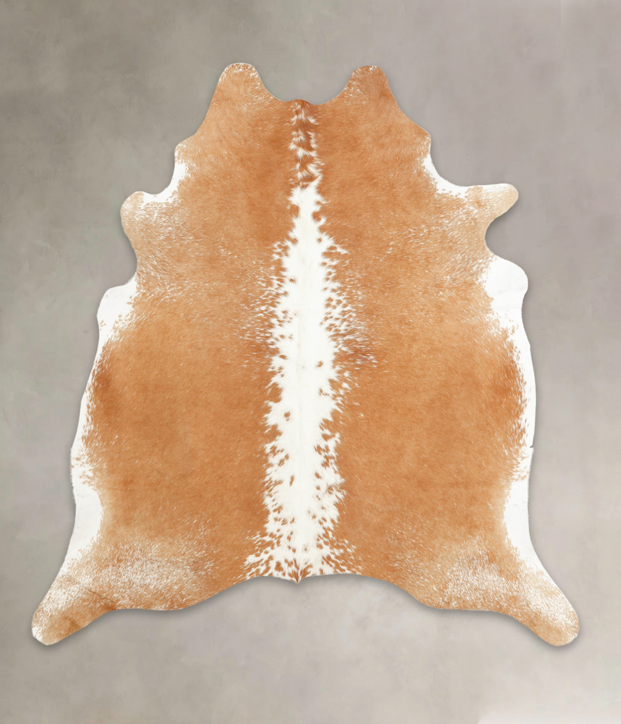 Beige and White XX-Large Brazilian Cowhide Rug 7'4"H x 6'9"W #B1406 by Hudson Hides