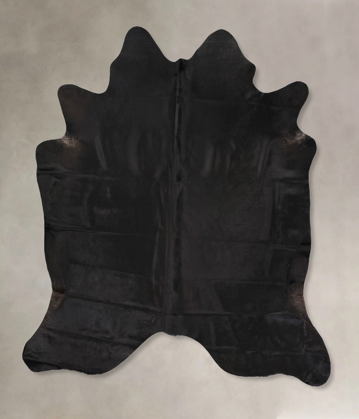 Solid Black X-Large Brazilian Cowhide Rug 7'2"H x 6'3"W #B14069 by Hudson Hides