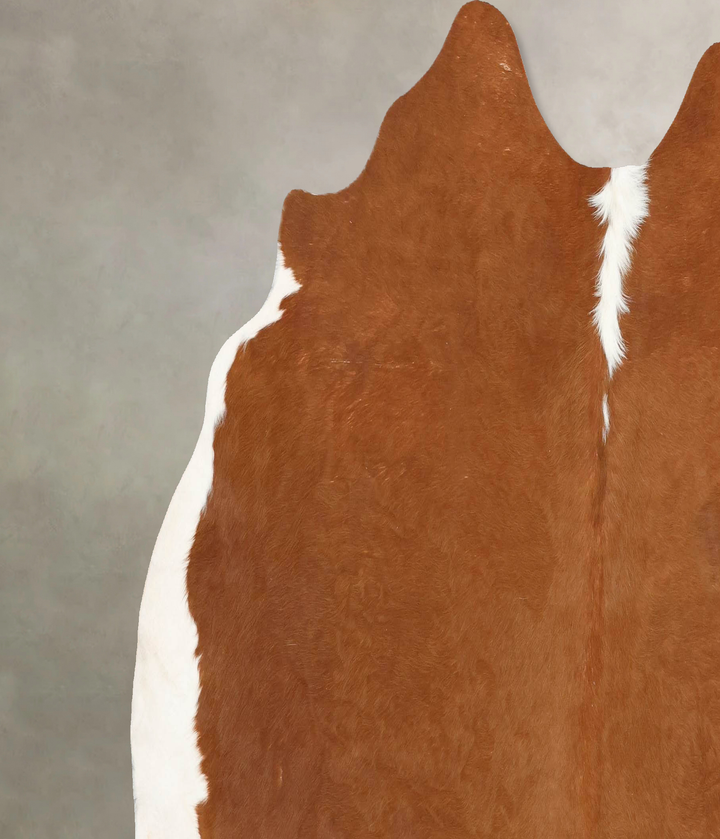 Brown and White Regular X-Large Brazilian Cowhide Rug 6'3"H x 7'1"W #B14086 by Hudson Hides