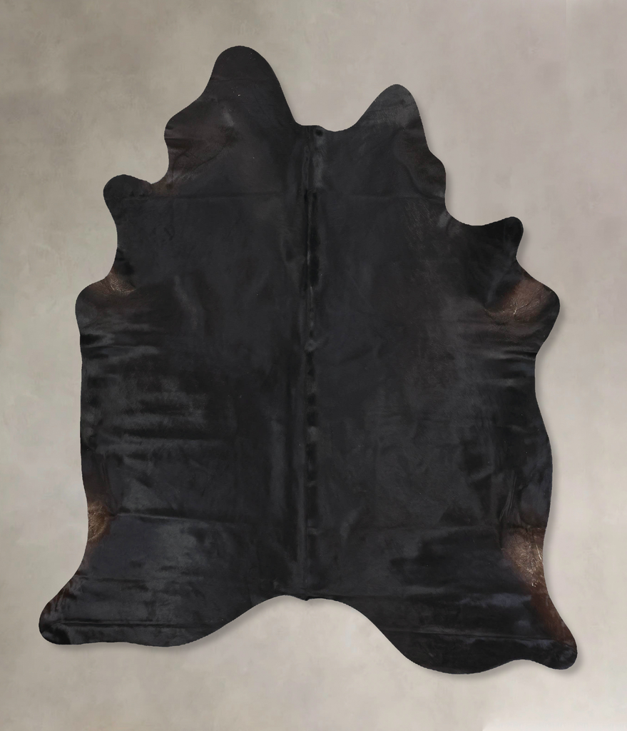 Solid Black X-Large Brazilian Cowhide Rug 7'7"H x 6'1"W #B14091 by Hudson Hides