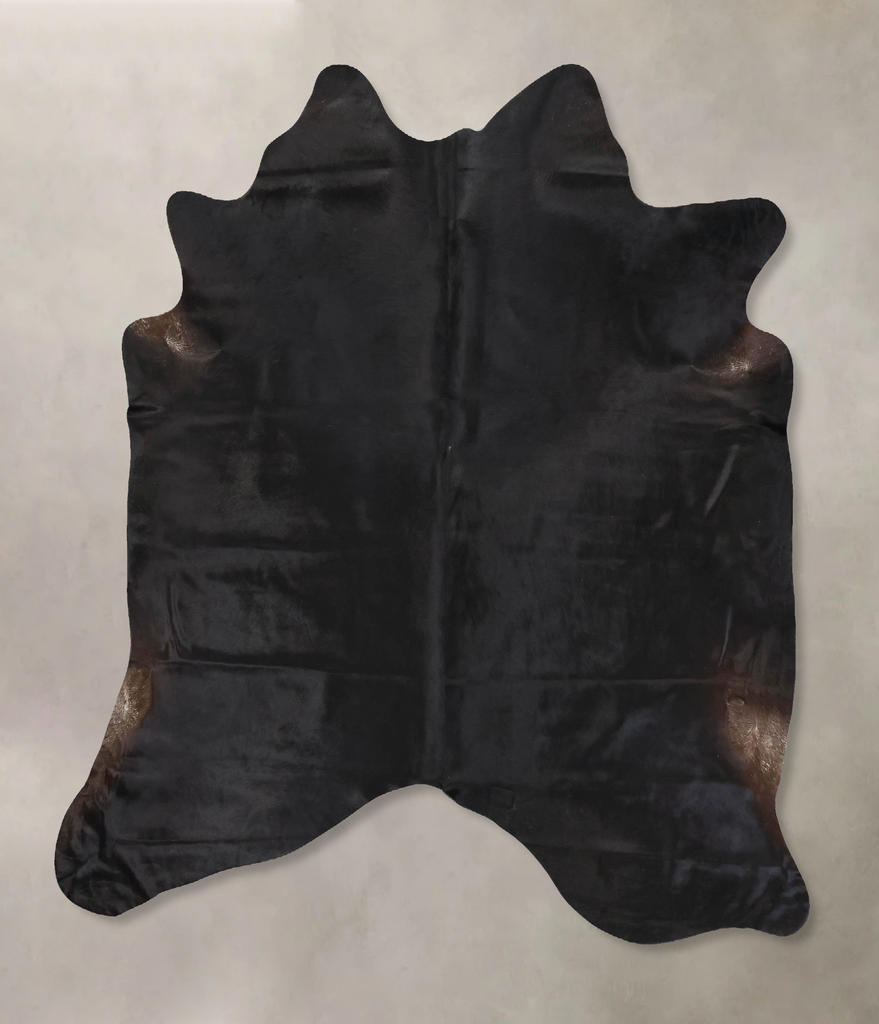 Solid Black X-Large Brazilian Cowhide Rug 6'11"H x 6'3"W #B14092 by Hudson Hides