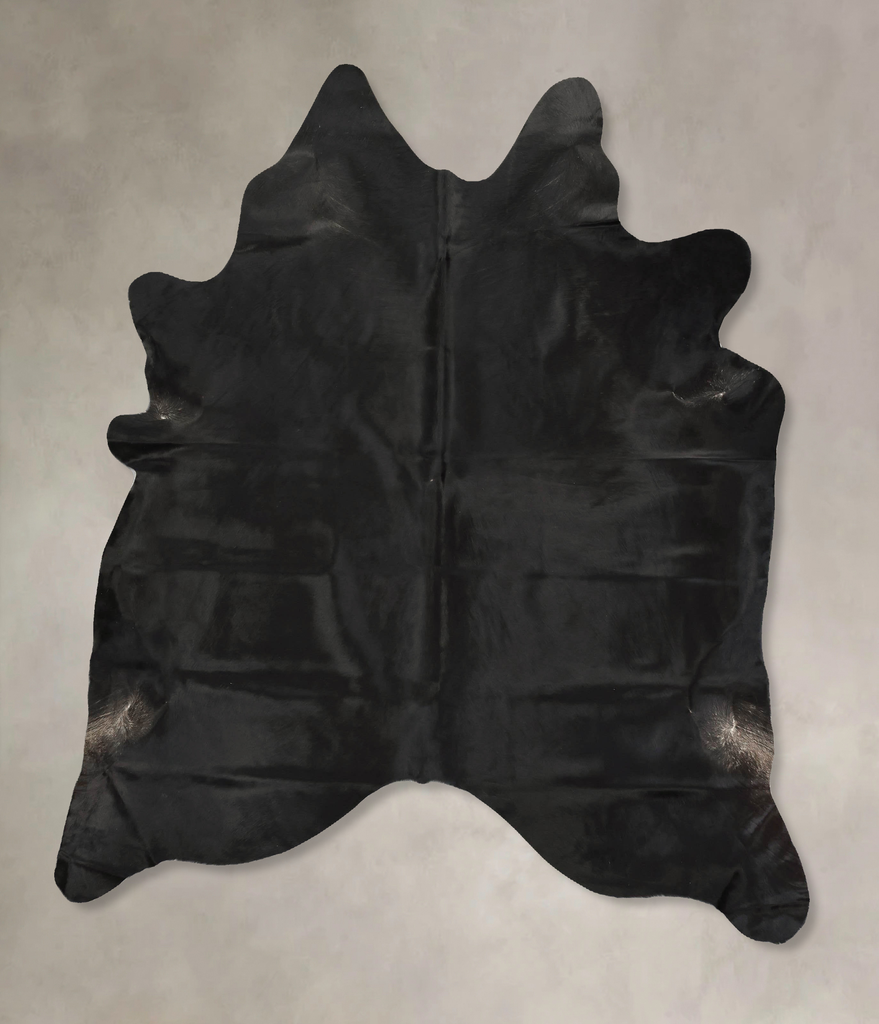 Solid Black X-Large Brazilian Cowhide Rug 7'4"H x 6'2"W #B14224 by Hudson Hides