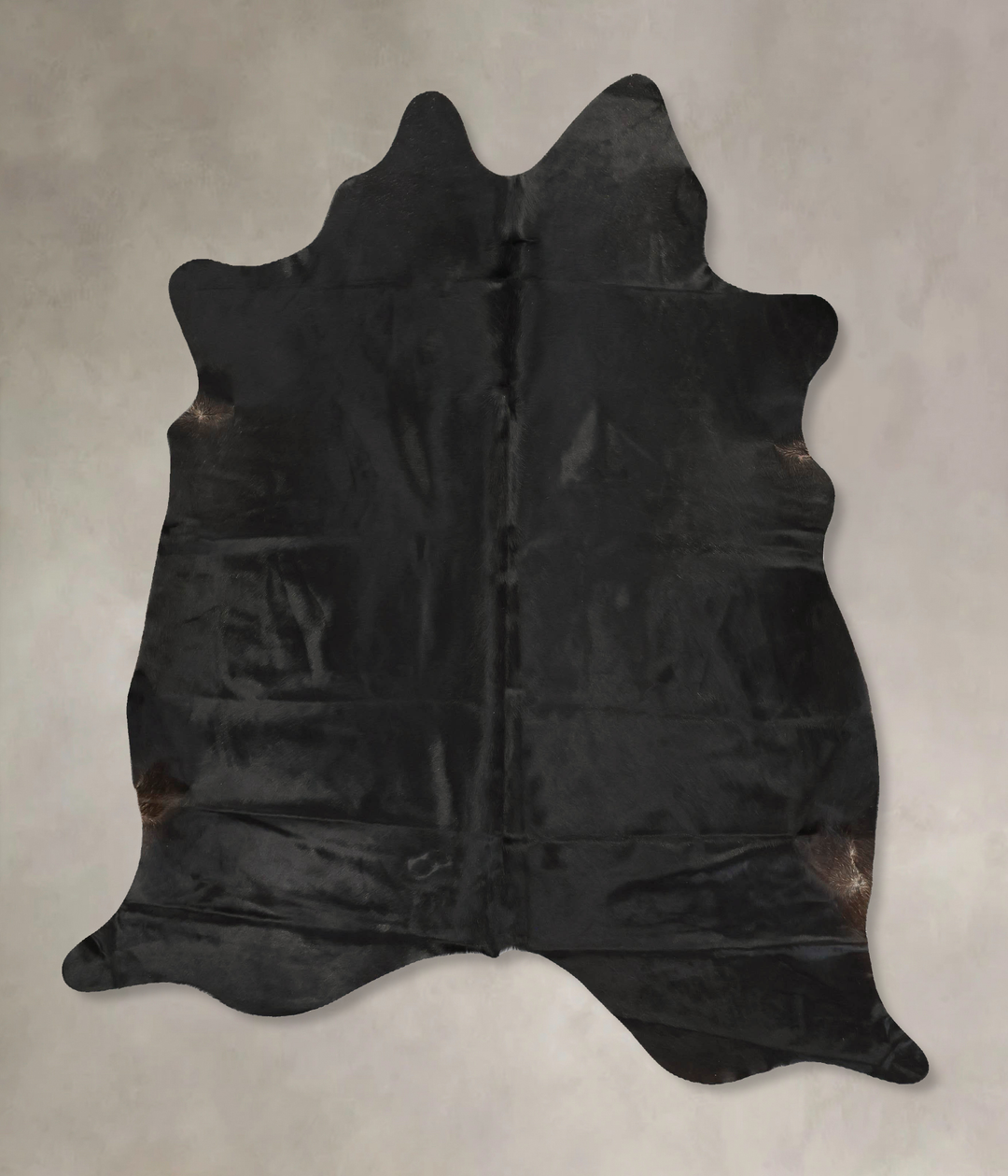 Solid Black X-Large Brazilian Cowhide Rug 7'1"H x 6'2"W #B14258 by Hud
