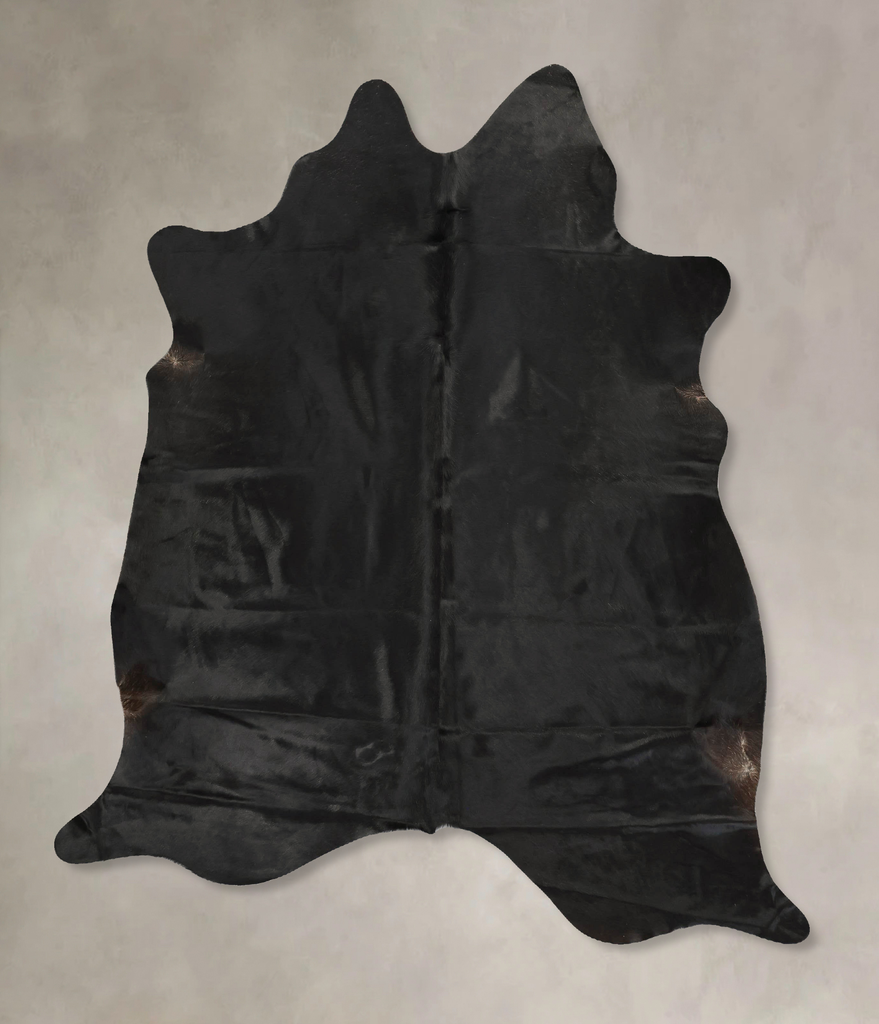 Solid Black X-Large Brazilian Cowhide Rug 7'1"H x 6'2"W #B14258 by Hudson Hides