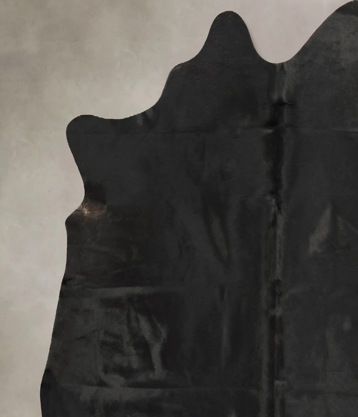Solid Black X-Large Brazilian Cowhide Rug 7'1"H x 6'2"W #B14258 by Hudson Hides