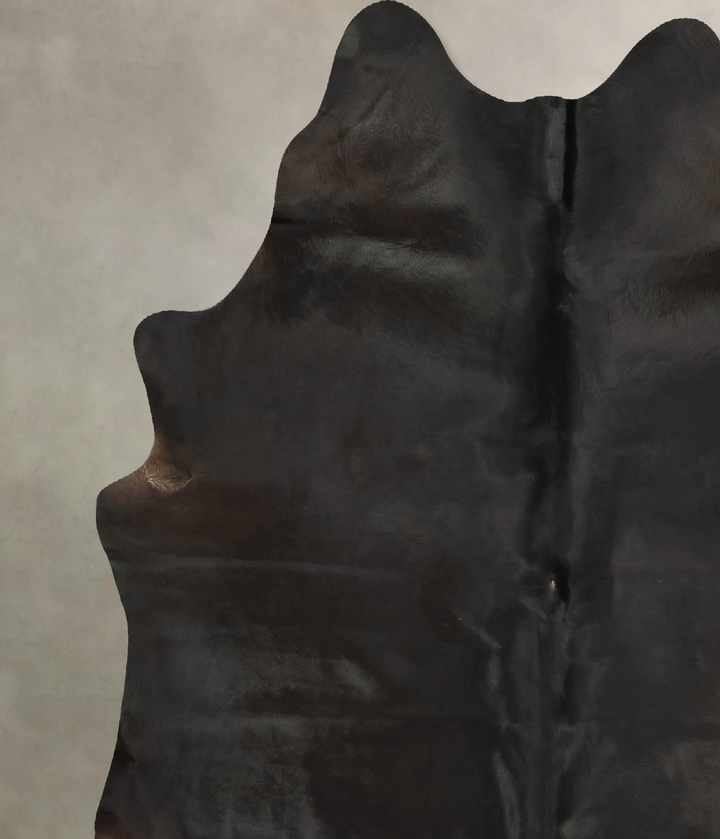 Solid Black X-Large Brazilian Cowhide Rug 7'3"H x 6'1"W #B14388 by Hudson Hides