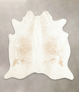 Beige and White X-Large Brazilian Cowhide Rug 6'11"H x 6'9"W #B1439 by Hudson Hides