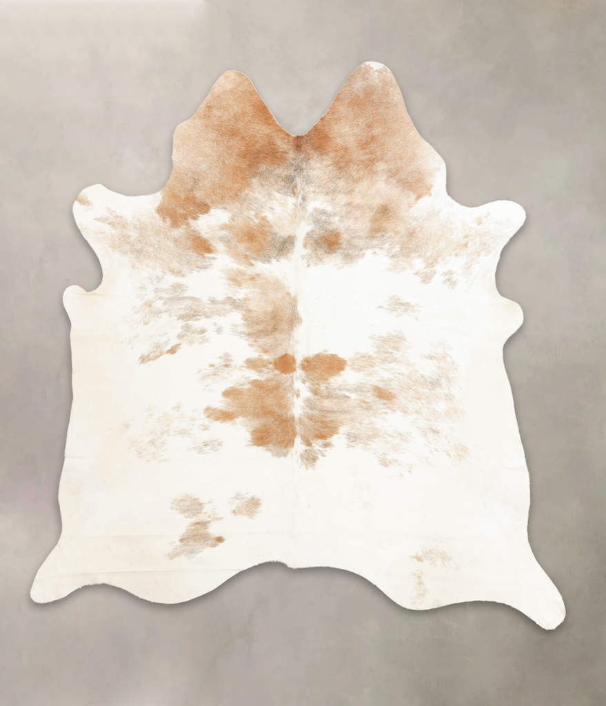 Beige and White XX-Large Brazilian Cowhide Rug 8'0"H x 7'4"W #B1441 by Hudson Hides