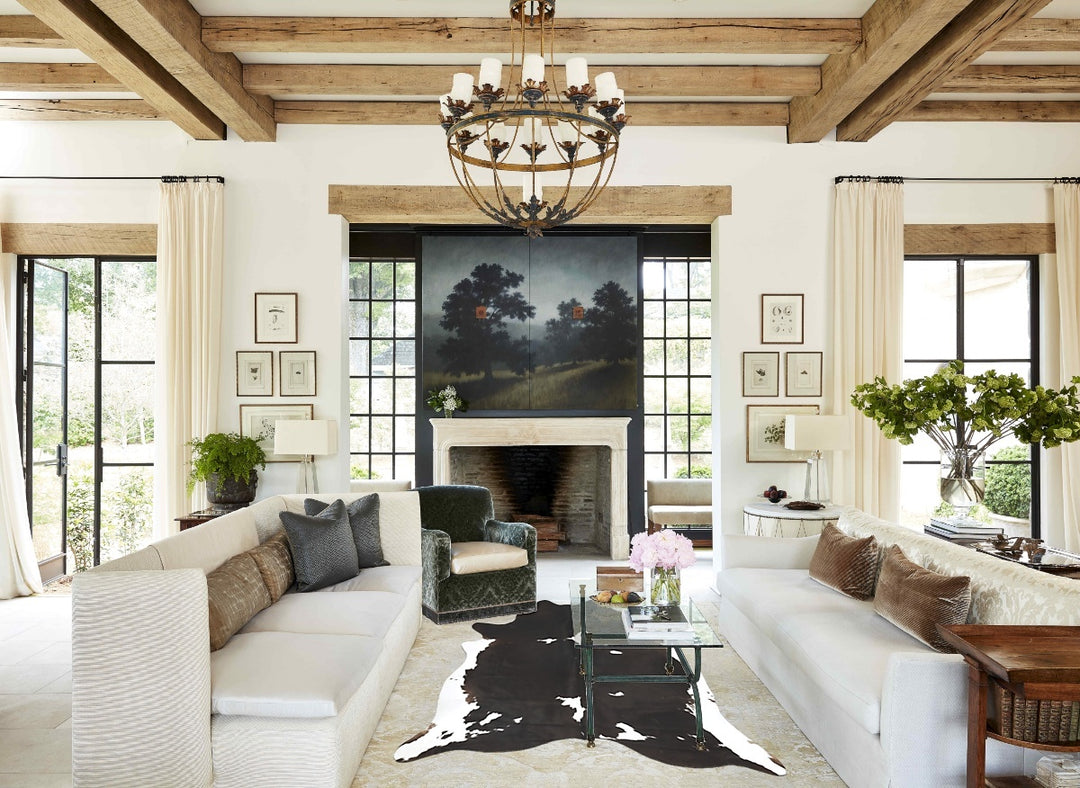 Chocolate and White X-Large Brazilian Cowhide Rug 7'4"H x 5'10"W #B144