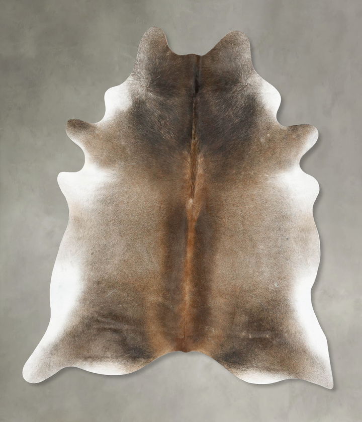 Grey with Beige Large Brazilian Cowhide Rug 6'9"H x 5'9"W #B14426 by Hudson Hides
