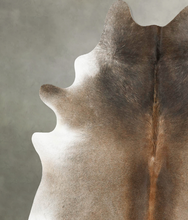 Grey with Beige Large Brazilian Cowhide Rug 6'9"H x 5'9"W #B14426 by Hudson Hides