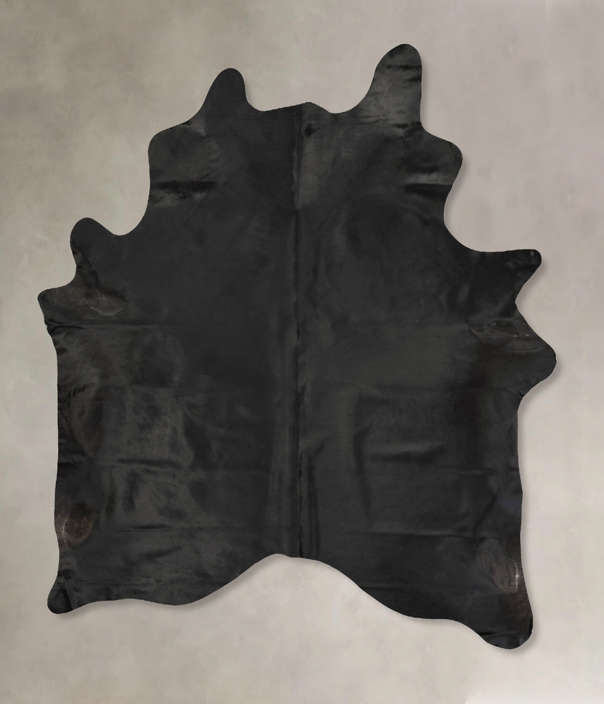 Solid Black X-Large Brazilian Cowhide Rug 7'9"H x 6'1"W #B14464 by Hudson Hides