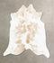 Beige and White X-Large Brazilian Cowhide Rug 6'6