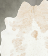 Beige and White X-Large Brazilian Cowhide Rug 6'9"H x 6'0"W #B14529 by Hudson Hides