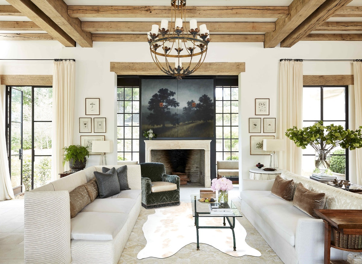 Beige and White Cowhide Rug #B14529