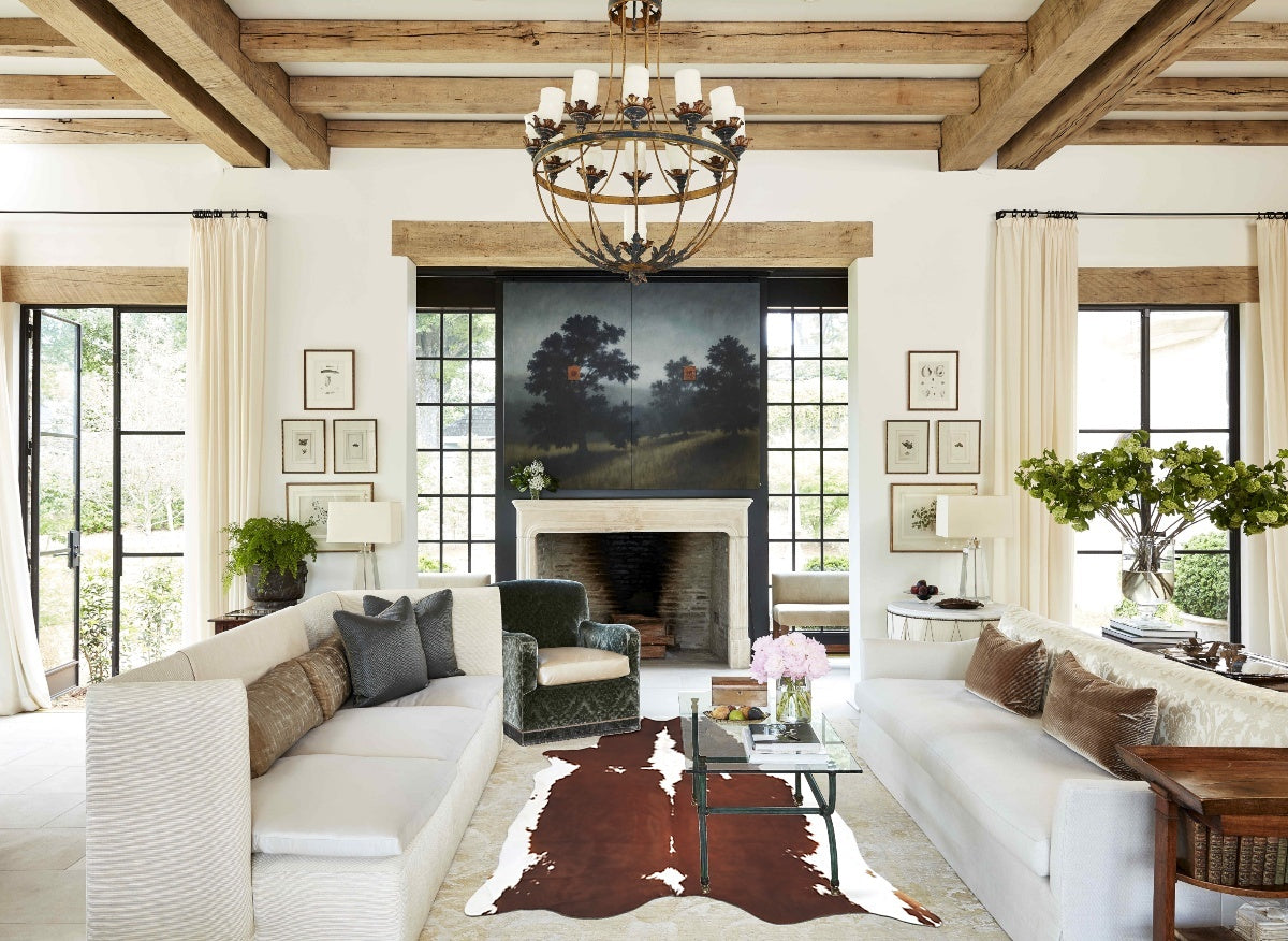 Brown and White Cowhide Rug #B14530