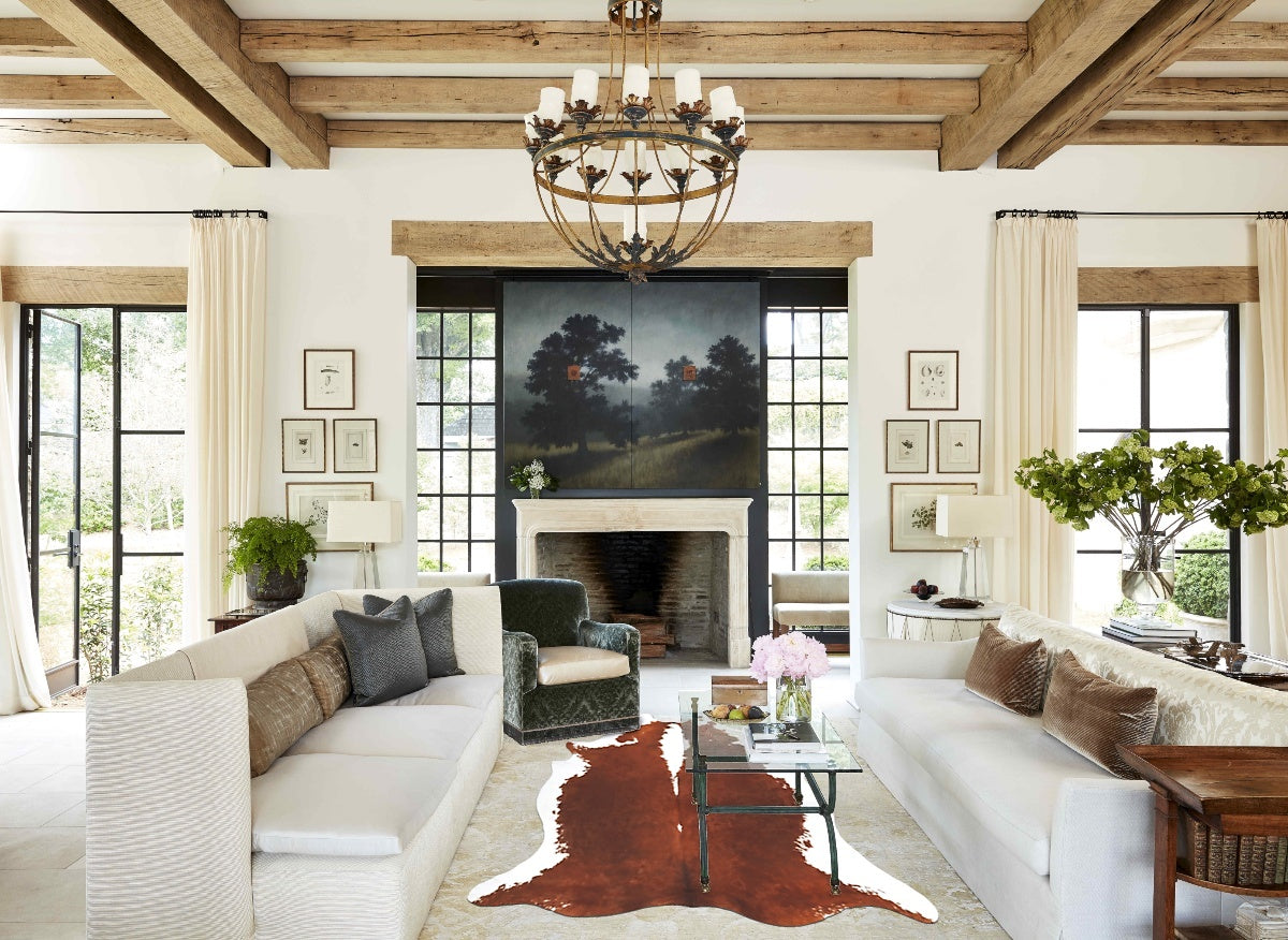 Hereford XX-Large Brazilian Cowhide Rug 8'1"H x 6'11"W #B14558 by Hudson Hides